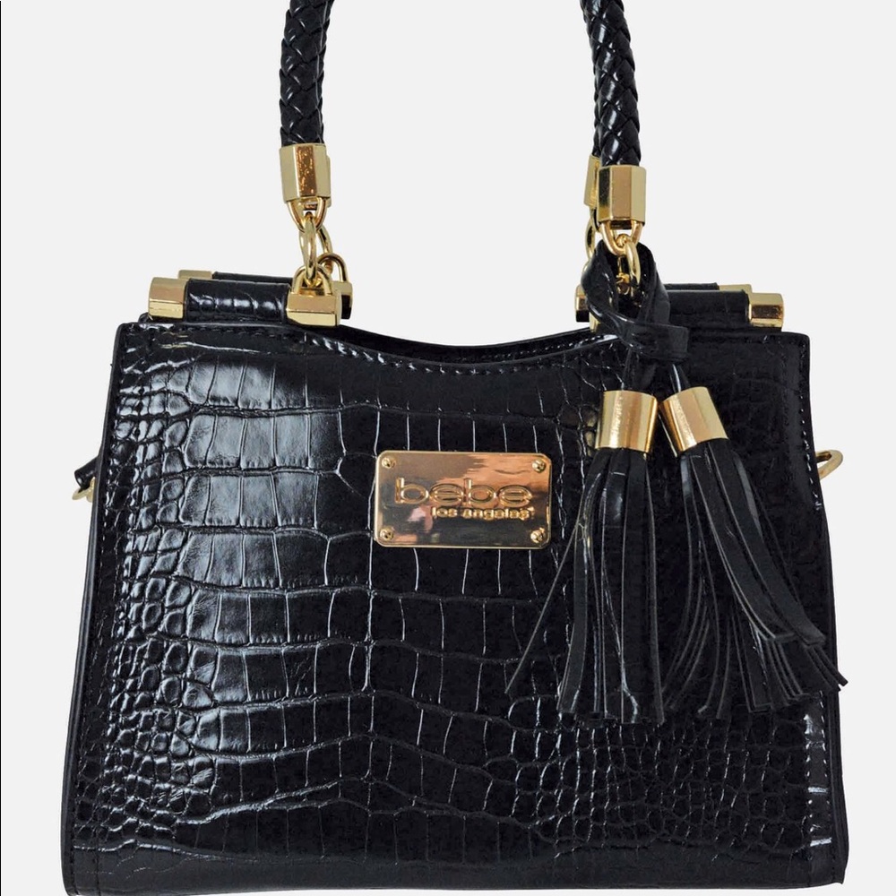 Bebe Natalie Croc Shopper Handbag Black READ DESC